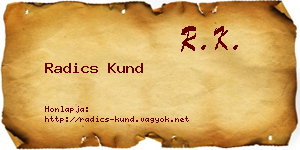 Radics Kund névjegykártya